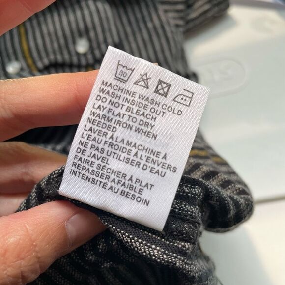 FREE PEOPLE X Sandrine Rose Pinstripe Britany Button Down Shirt size small New - Picture 7 of 8